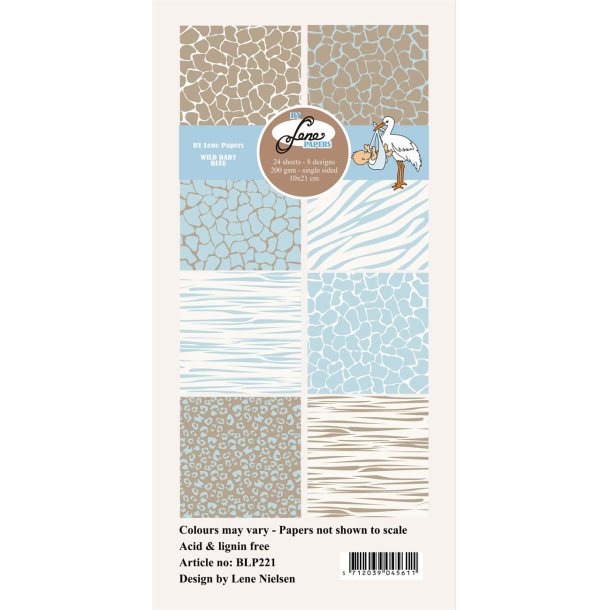 LS BESKRIVELSE Papirblok 10x21cm BLP221 Wild Baby - Blue BY LENE BESTILLINGSVARE