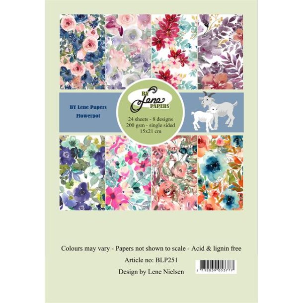 LS BESKRIVELSE Papirblok Flowerpot BLP251 A5 24ark BY LENE BESTILLINGSVARE