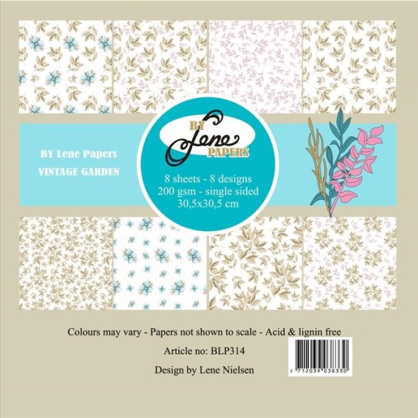 LS BESKRIVELSE Papirblok Vintage garden  BLP314 30,5x30,5cm BESTILLINGSVARE