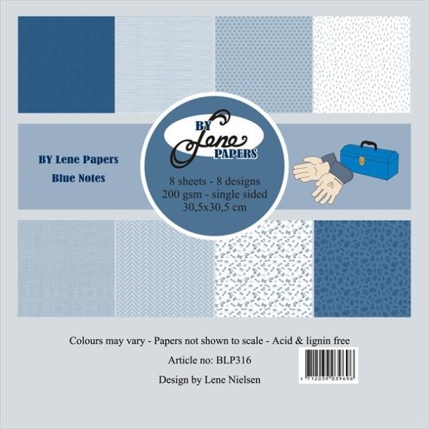 LS BESKRIVELSE BY LENE Papirblok Blue Notes BLP316 12x12" BESTILLINGSVARE