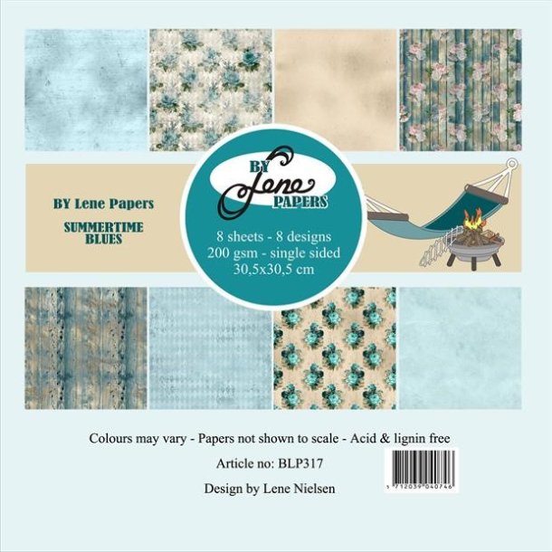LS BESKRIVELSE BY LENE Papirblok Summertimes Blues BLP317 12x12" BESTILLINGSVARE