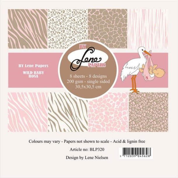 LS BESKRIVELSE BY LENE Papir blok Wild baby - Rosa BLP320 12X12" BESTILLINGSVARE