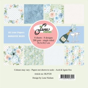 L�S BESKRIVELSE BY LENE Papir blok Romantic Blues BLP328 BESTILLINGSVARE