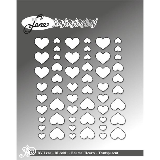 Enamel Hearts transparent 54stk BLA001 