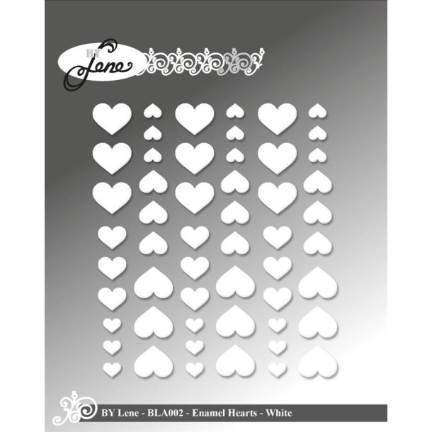 Enamel Hearts White 54stk BLA002 