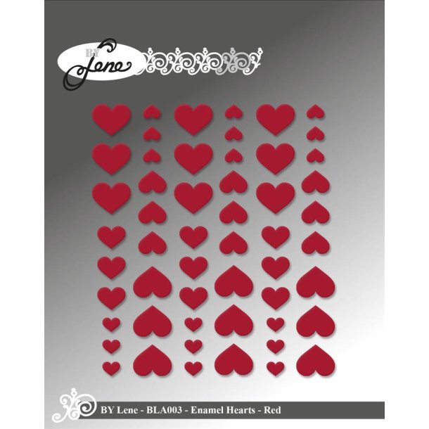 Enamel Hearts Red 54stk BLA003 