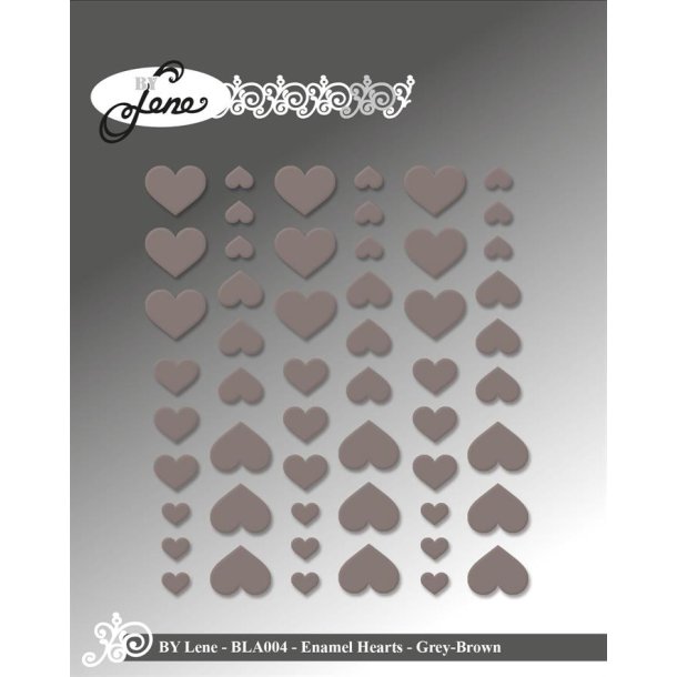 Enamel Hearts Grey-Brown 54stk BLA004 