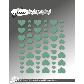 Enamel Hearts Green 54stk BLA005 