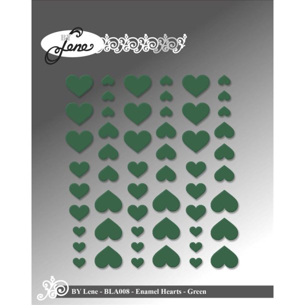 Enamel Hearts Green 54stk BLA008 