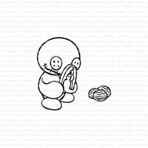 Gummiapan - gummistempel Lennart knäcker nötter ST23