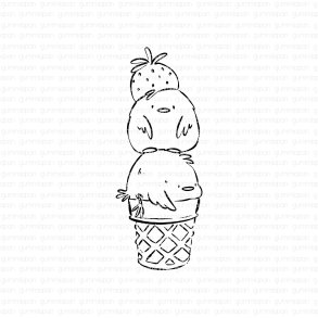 Gummiapan Gummistempel Two Scoops of Chicken Ice Cream