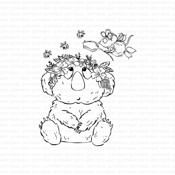 Gummiapan Gummistempel Koala Flower Crown