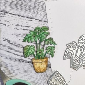 Die Gummiapan Monstera med kruka 