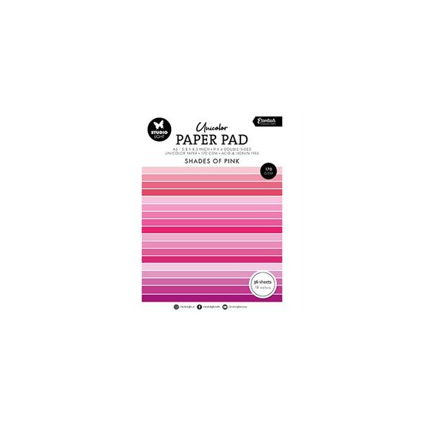 Papirblok A5 Shades of pink 36ark unicolor paper Studio Light