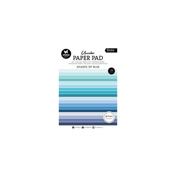 Papirblok A5 Shades of Blue 36ark unicolor paper Studio Light