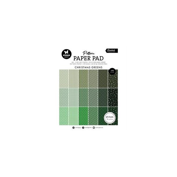 Studio Light Paper Pad Patterned - Christmas Greens SL-ES-PPP208 A5