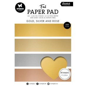 Papirblok Foil - Gold, Silver and Rose A5 Studio light PP210