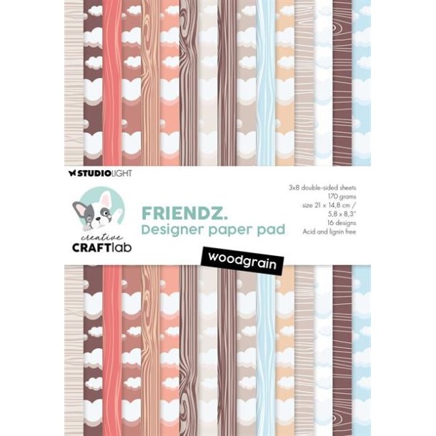Studio Light Paper Pad "Woodgrain Friendz" CCL-FR-DPP241