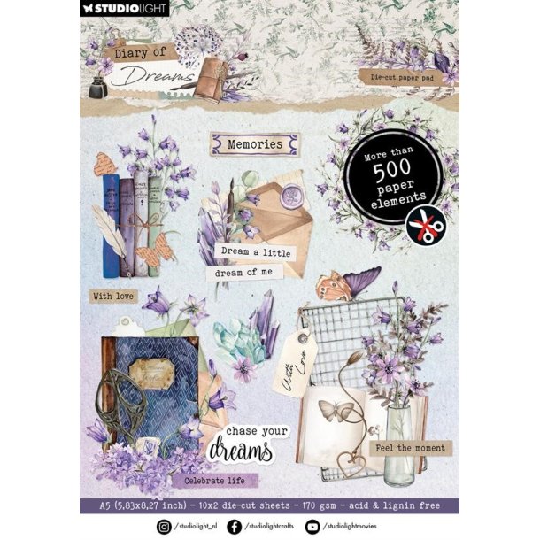 Studio Light Paper Pad "Die-Cut Paper Elements - Diary of Dreams" SL-DD-DCPP294