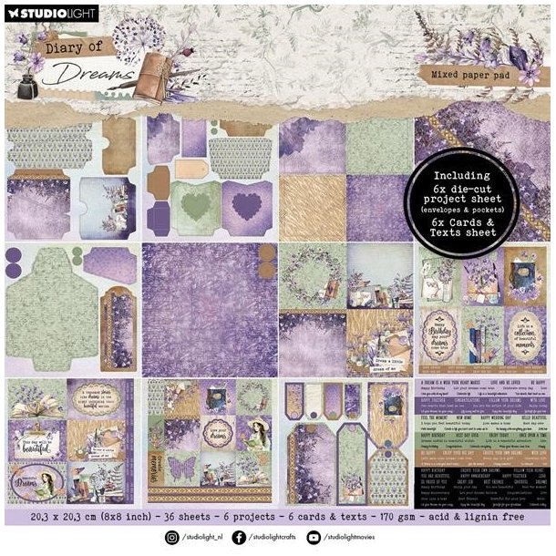Studio Light Paper Pad "Mixed Paper Pad - Envelopes - Diary of Dreams" SL-DD-MPP296