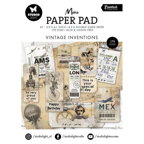 Studio Light Paper Pad "Mini - Vintage inventions" SL-ES-DPP302