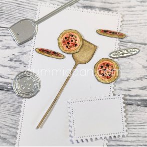 Die Pizzaspade med pizzor gummiapan 