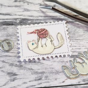 Die Katt med garnnystan gummiapan 