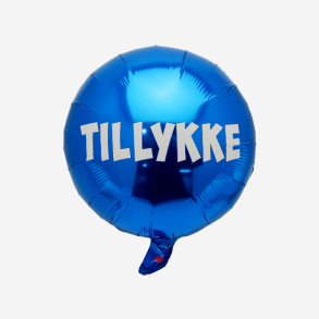 Folieballon, tillykke �35cm bl� incl. puster�r