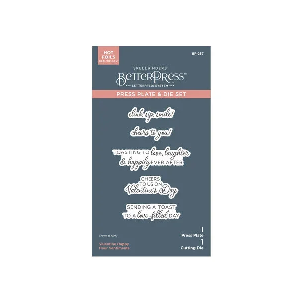 Valentine Happy Hour Sentiments Press Plate &amp; Die Set (BP-257)