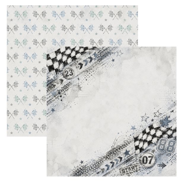 Designpapir Racerbanen 30,5 x 30,5 cm. - Luna Hobby