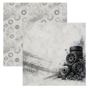 Designpapir D�k og Mekanik 30,5 x 30,5 cm - Luna Hobby