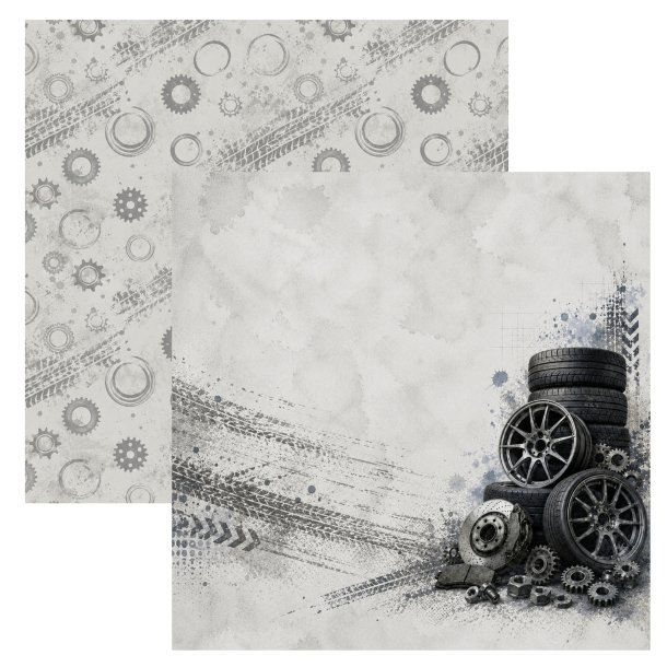 Designpapir D�k og Mekanik 30,5 x 30,5 cm - Luna Hobby