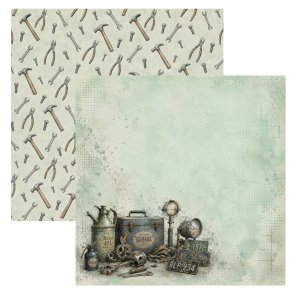 Designpapir Vintage Garage 30,5 x 30,5 cm. - Luna Hobby