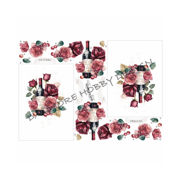 3D ark Vin og roser M11