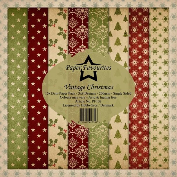 LS BESKRIVELSE Paper Favourites Paper Pack Vintage Christmas PF102 15x15cm 24ark BESTILLINGSVARE