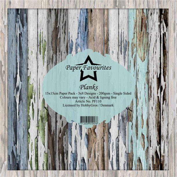 LS BESKRIVELSE Paper Favourites Paper Pack Planks PF110 15x15cm 24ark BESTILLINGSVARE