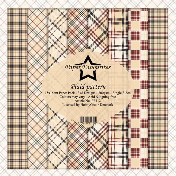 LS BESKRIVELSE Paper Favourites Paper Pack Plaid Pattern PF112 15x15cm 24ark BESTILLINGSVARE