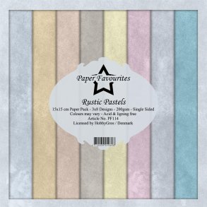 LS BESKRIVELSE Paper Favourites Paper Pack Rustic Pastels PF114 15x15cm 24ark BESTILLINGSVARE