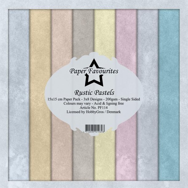 LS BESKRIVELSE Paper Favourites Paper Pack Rustic Pastels PF114 15x15cm 24ark BESTILLINGSVARE