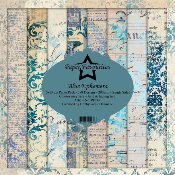 LS BESKRIVELSE Paper Favourites Paper Pack Ephemera PF117 15x15cm 24ark BESTILLINGSVARE