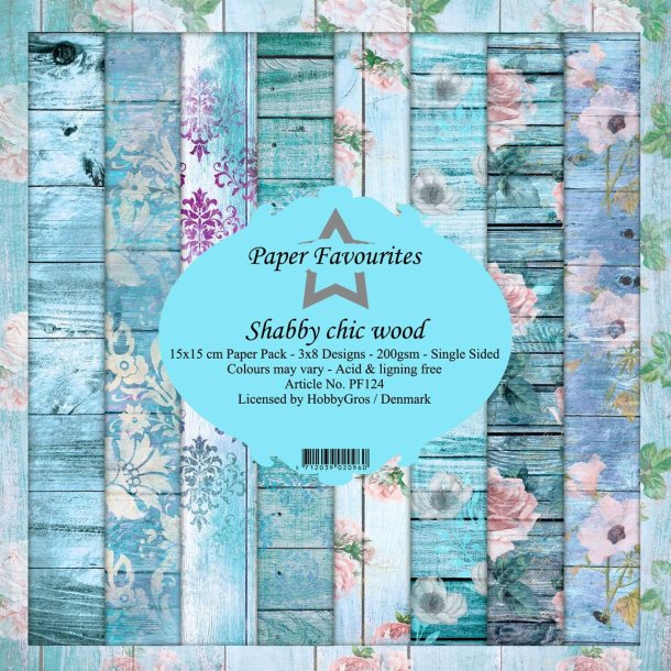 LS BESKRIVELSE Paper Favourites Paper Pack Chabby Chic Wood PF124 15x15cm 24ark BESTILLINGSVARE