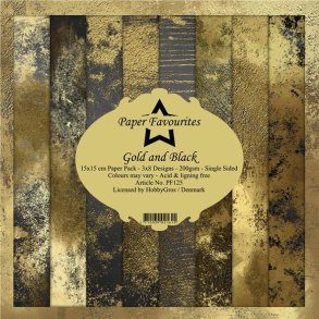 LS BESKRIVELSE Paper Favourites Paper Pack Gold and Black PF125 15x15cm 24ark BESTILLINGSVARE