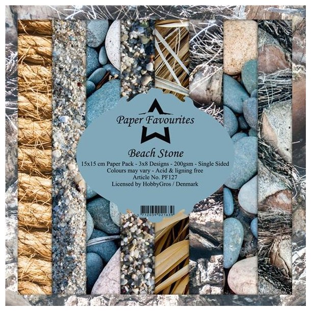 LS BESKRIVELSE Paper Favourites Paper Pack Beach Stone PF127 15x15cm 24ark BESTILLINGSVARE