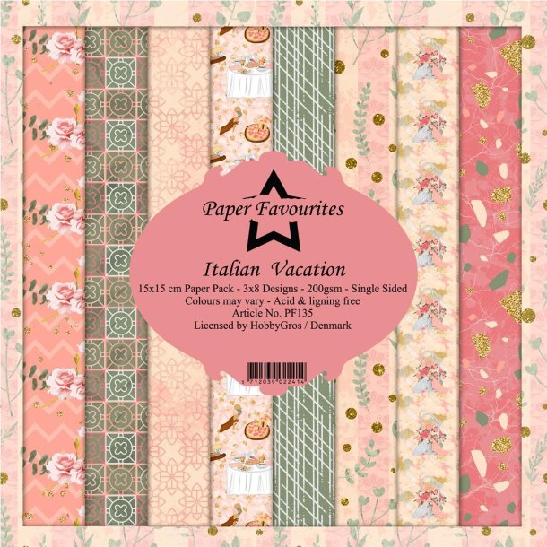 LS BESKRIVELSE Paper Favourites Paper Pack Italian Vacation PF135 15x15cm 24ark BESTILLINGSVARE