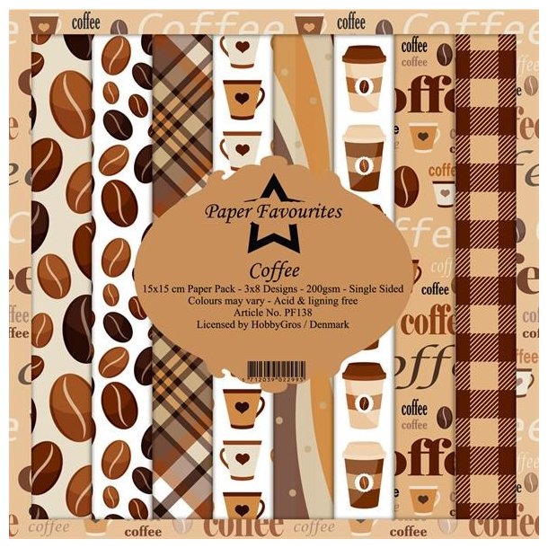 LS BESKRIVELSE Paper Favourites Paper Pack Coffee PF138 15x15cm BESTILLINGSVARE