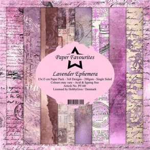 LS BESKRIVELSE Paper Favourites Paper Pack Lavender Ephemera PF140 15x15cm BESTILLINGSVARE