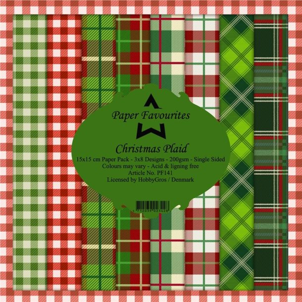 LS BESKRIVELSE Paper Favourites Paper Pack Christmas Plaid PF141 15x15cm BESTILLINGSVARE