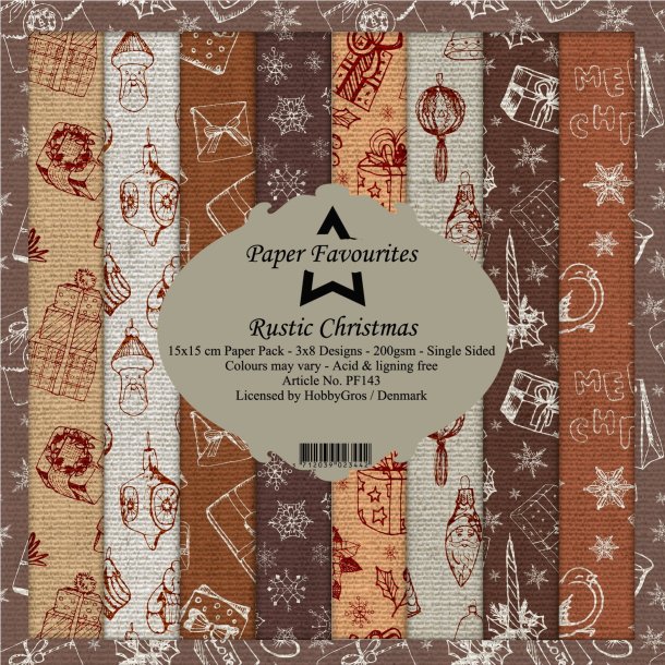 LS BESKRIVELSE Paper Favourites Paper Pack Rustic Christmas PF143 15x15cm BESTILLINGSVARE