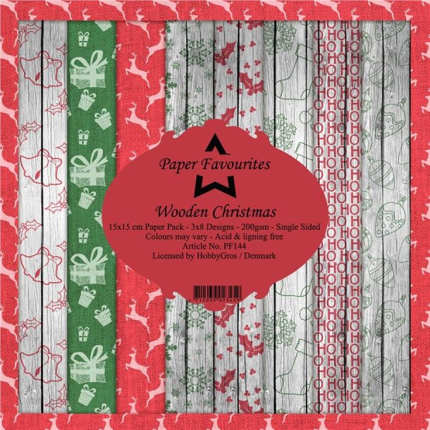 LS BESKRIVELSE Paper Favourites Paper Pack Wooden Christmas PF144 15x15cm BESTILLINGSVARE