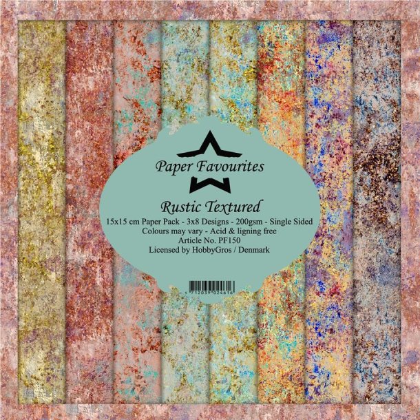 LS BESKRIVELSE Paper Favourites Paper Pack Rustic Textured PF150 15x15cm BESTILLINGSVARE